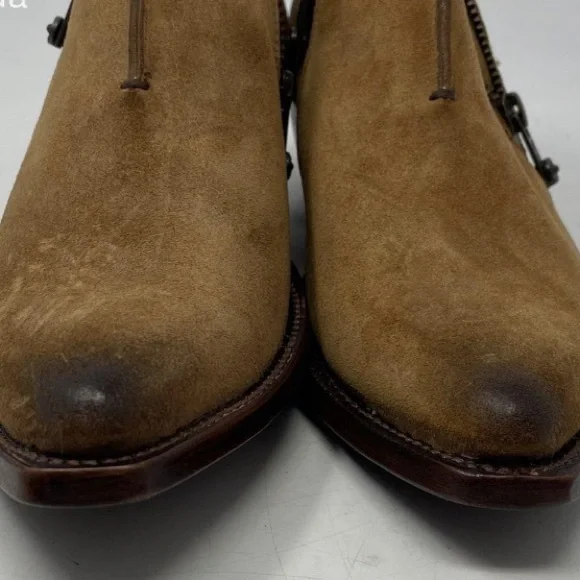 Frye Women’s Distressed Sacha Light Brown Leather Zip Ankle Shootie - Picture 3 of 5